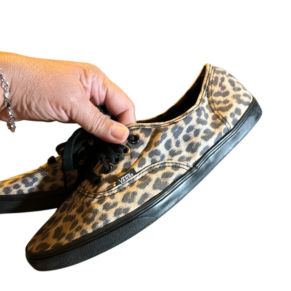 Vans Women's Black and Cream Leopard Sneakers - Picture 5 of 6